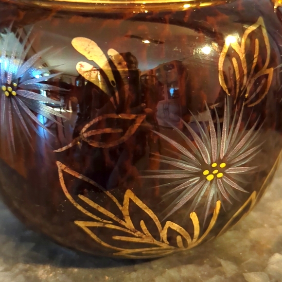 Vintage Gibson's floral, hand painted Brown and Gold Teapot - Picture 5 of 10